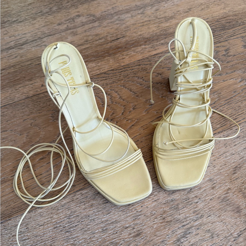 Paris Texas Lace Up Yellow Pump Sandals